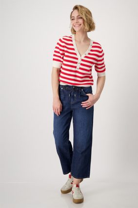 Monari V Neck Pullover Stripes Red