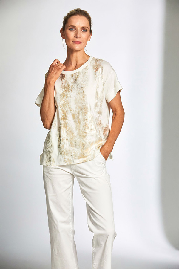 Perruzi Metalic Front Top GoldenEcru