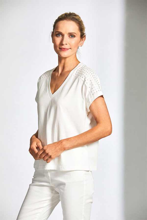 Peruzzi Metalic Dot T Shirt WhiteSilver