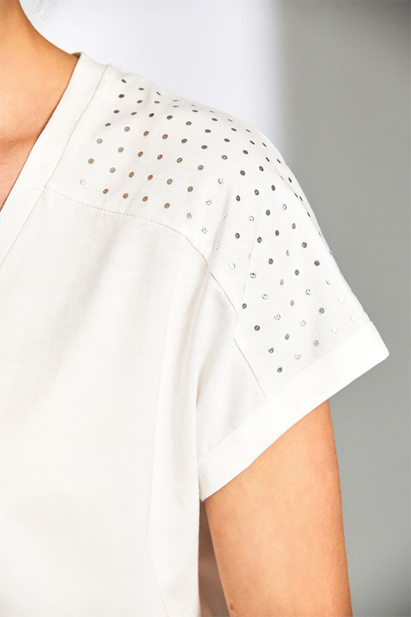 Peruzzi Metalic Dot T Shirt WhiteSilver