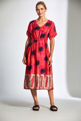 Peruzzi Print Long Dress Tomato