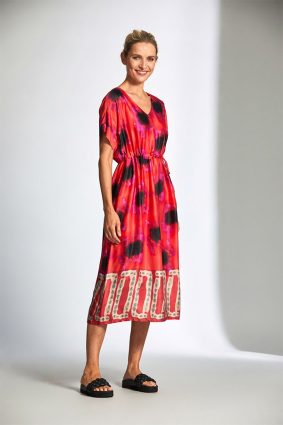 Peruzzi Print Long Dress Tomato