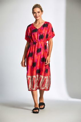 Peruzzi Print Long Dress Tomato