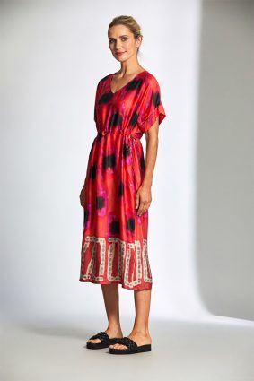 Peruzzi Print Long Dress Tomato