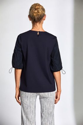 Peruzzi Taffeta Sleeve Top Navy