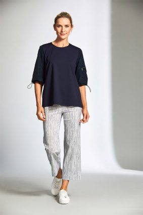 Peruzzi Taffeta Sleeve Top Navy