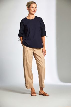 Peruzzi Taffeta Sleeve Top Navy