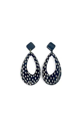 Soyang Horn Dot Oval Drop Loop Earrings Dots
