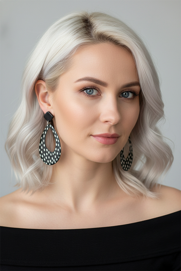 Soyang Horn Dot Oval Drop Loop Earrings Dots