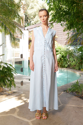 The Dreamer Label Summer Linen Maxi Dress Sky