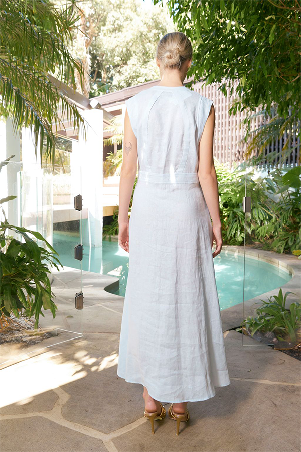 The Dreamer Label Summer Linen Maxi Dress Sky