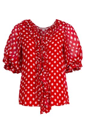Trelise Cooper Ruffle My Love Blouse Red_White