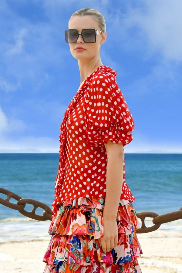 Trelise Cooper Ruffle My Love Blouse Red_White