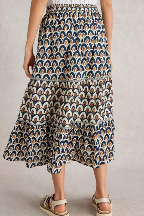 White Stuff Ariel Mix Print Midi Skirt Navy PR
