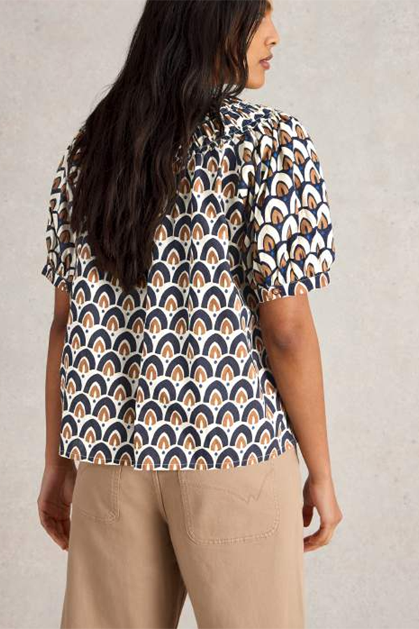 White Stuff Ariel Mix Print Top Navy PR