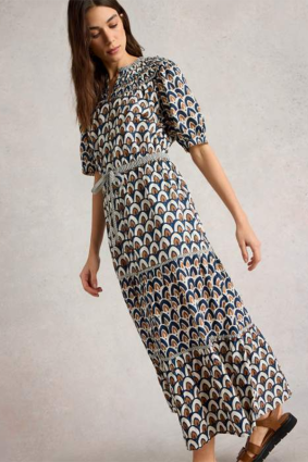 White Stuff Ariel Tiered Woven Dress Navy PR