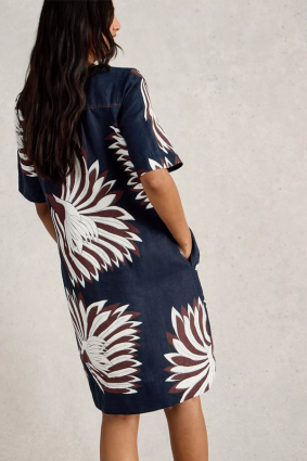 White Stuff June Linen Dress Navy PR