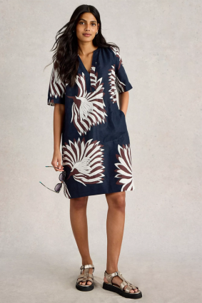 White Stuff June Linen Dress Navy PR