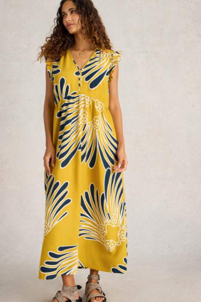 White Stuff Lorna Linen Blend Maxi Dress Yellow PR