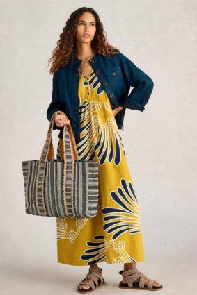 White Stuff Lorna Linen Blend Maxi Dress Yellow PR