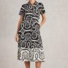 White Stuff Rua Jersey Shirt Dress Black Print