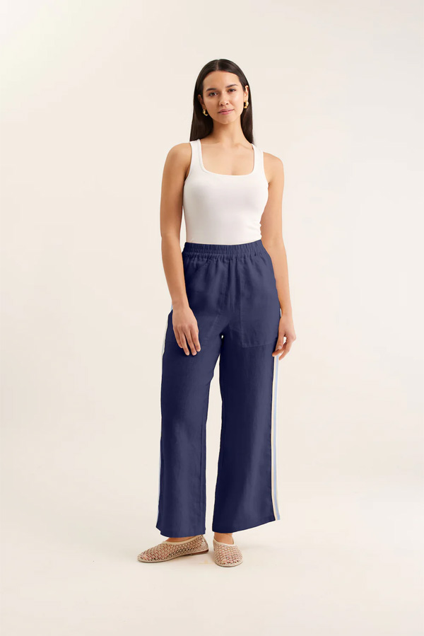 Alessandra Tilly Linen Pant Navy