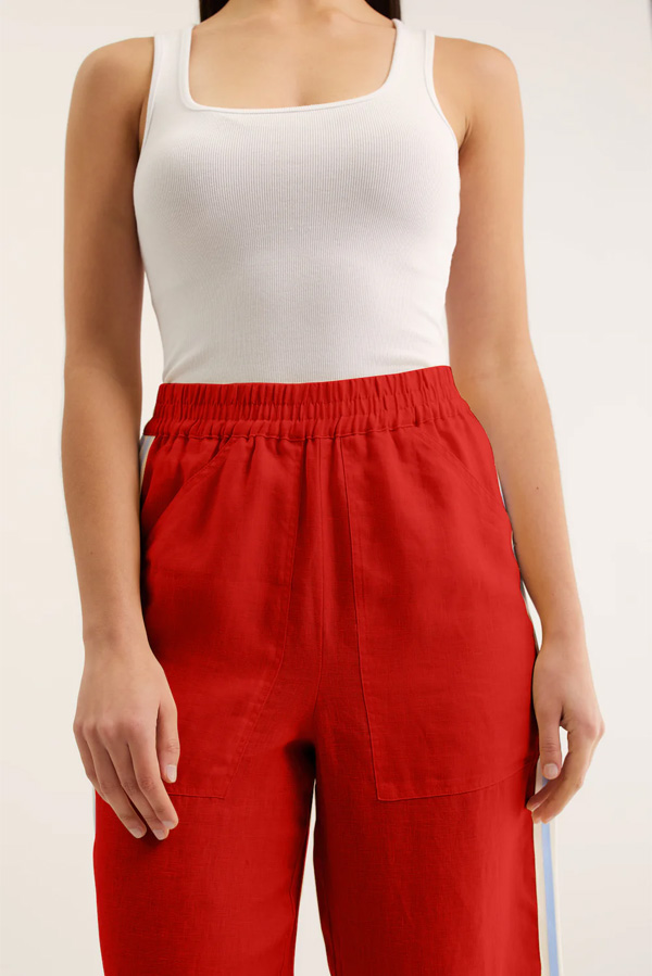 Alessandra Tilly Linen Pant Red