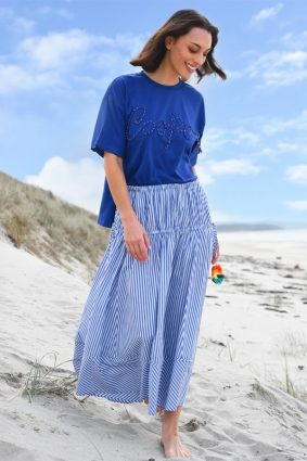 Cooper Round Trip Skirt Blue Stripe