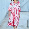 Kokomarina Linata Dress White Print Coral