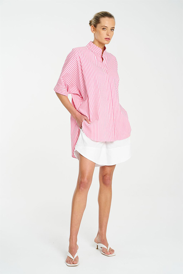 Mela Purdie Villa Overshirt Hot PinkWhite