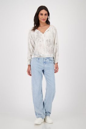 Monari RN Blouse Coral Reef Allover Cream Ptn