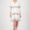 Monari Round Neck Dress Embroidery Cream