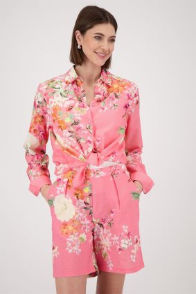 Monari SHR CLR Blouse FG Allover Pink Ptn