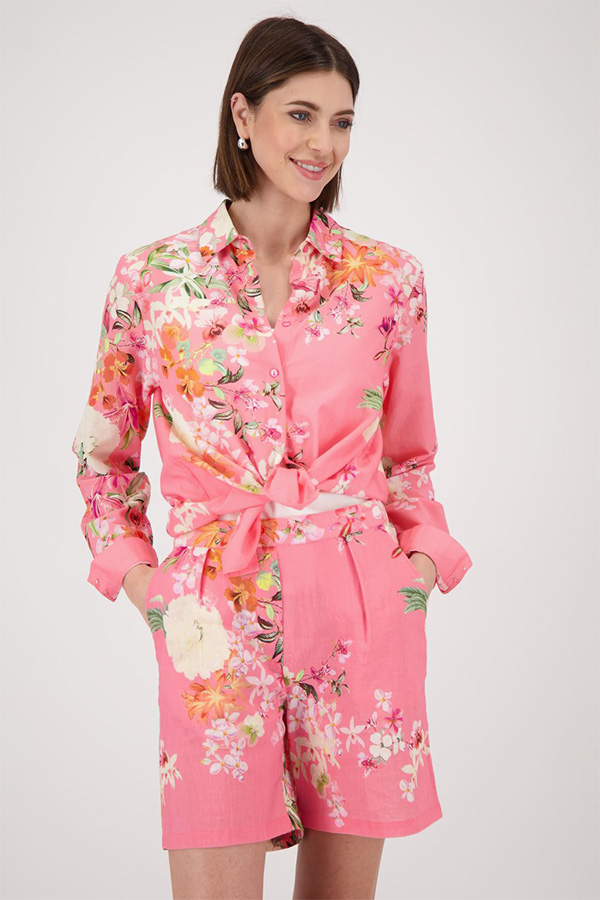 Monari SHR CLR Blouse FG Allover Pink Ptn