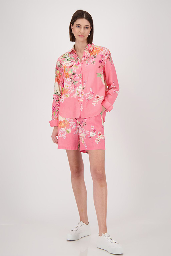 Monari SHR CLR Blouse FG Allover Pink Ptn