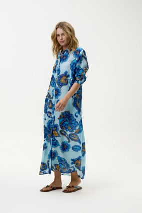 Oneseason Daisy Lemmos Cotton Dress Blue Flower