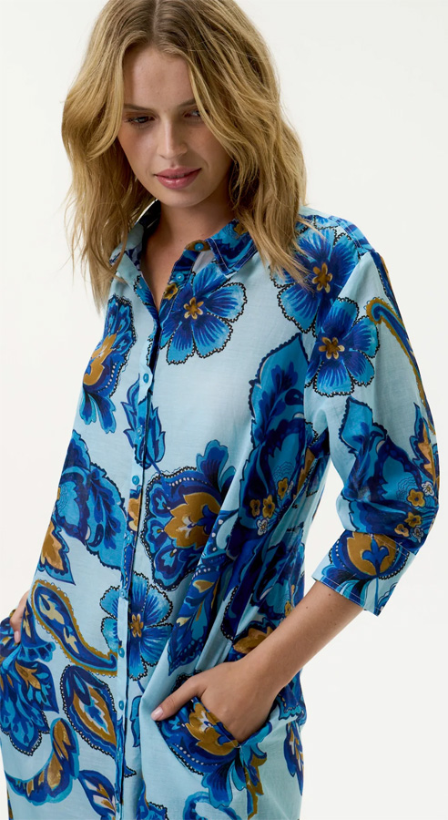 Oneseason Daisy Lemmos Cotton Dress Blue Flower