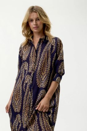 Oneseason Daisy Provence Cotton Dress Navy Paisley