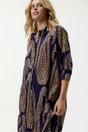 Oneseason Daisy Provence Cotton Dress Navy Paisley
