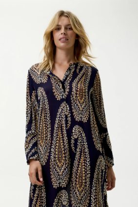 Oneseason Long Genie Provence Viscose Dress Navy Paisley