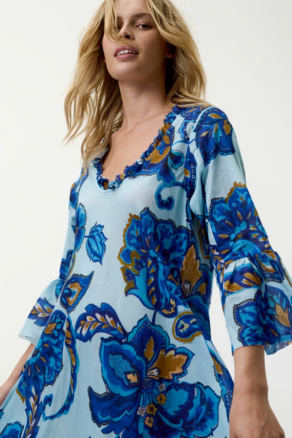 Oneseason Daisy Broome Cotton Dress Blue Flower