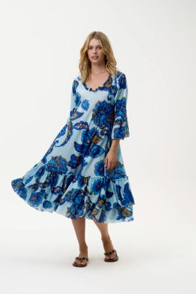 Oneseason Daisy Broome Cotton Dress Blue Flower