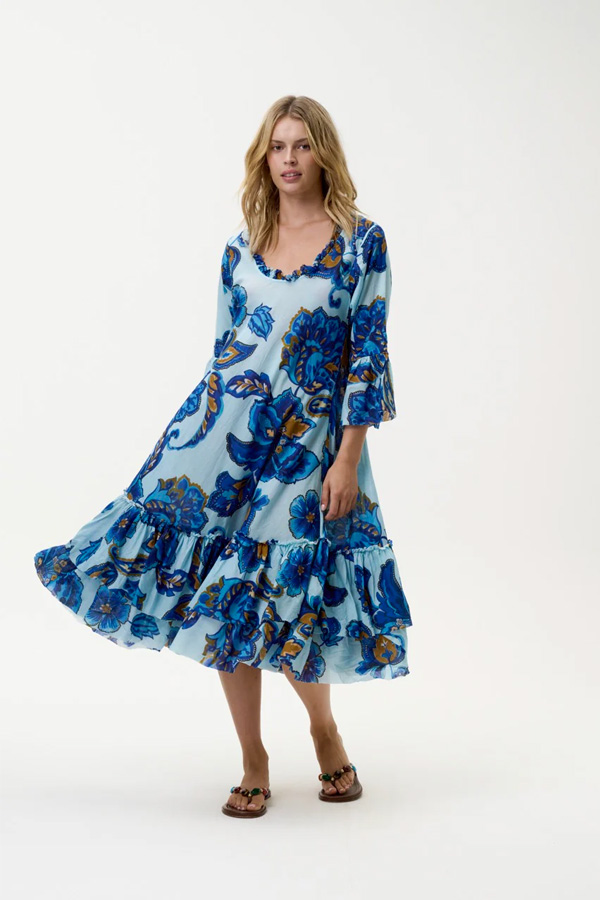Oneseason Daisy Broome Cotton Dress Blue Flower