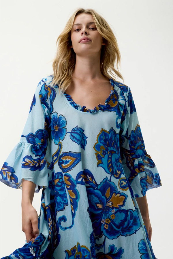 Oneseason Daisy Broome Cotton Dress Blue Flower