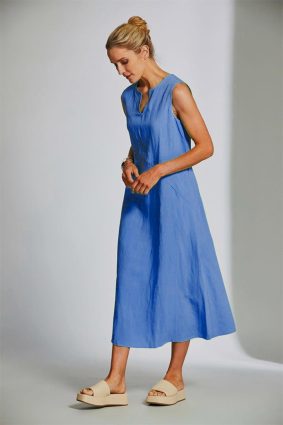 Peruzzi Linen Long Dress Royal