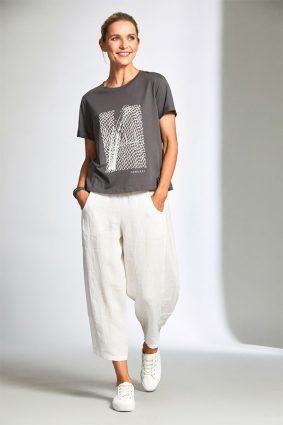 Peruzzi Net Metallic Print Tshirt BlackWhite