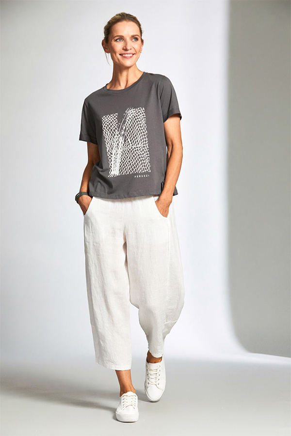 Peruzzi Net Metallic Print Tshirt BlackWhite