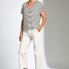 Peruzzi Stripe Vneck Tshirt NavyEcru