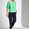Peruzzi Twisted Sleeve Top Green