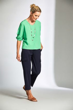 Peruzzi Twisted Sleeve Top Green
